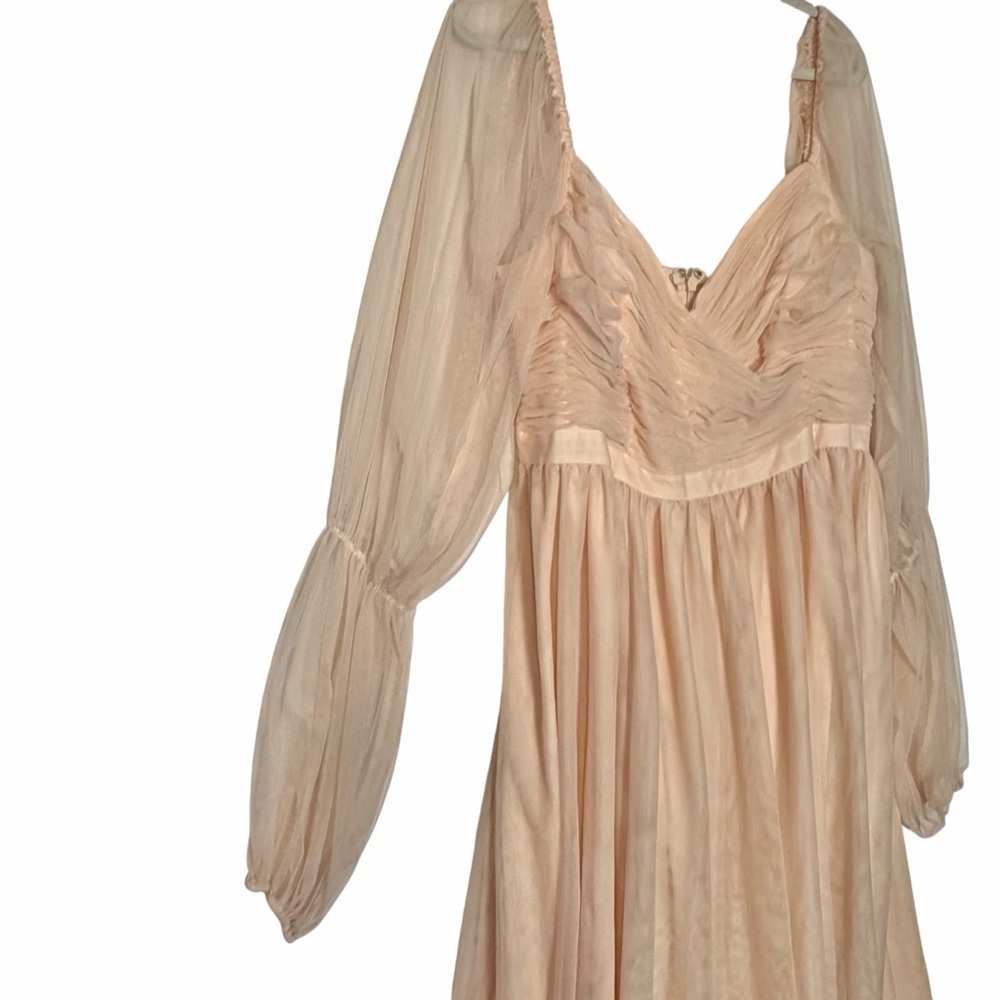 Eloquii Nabela Noor Peach Pink Tiered Puff Sleeve Glinda Style Dress Size 16 NEW - Picture 5 of 14